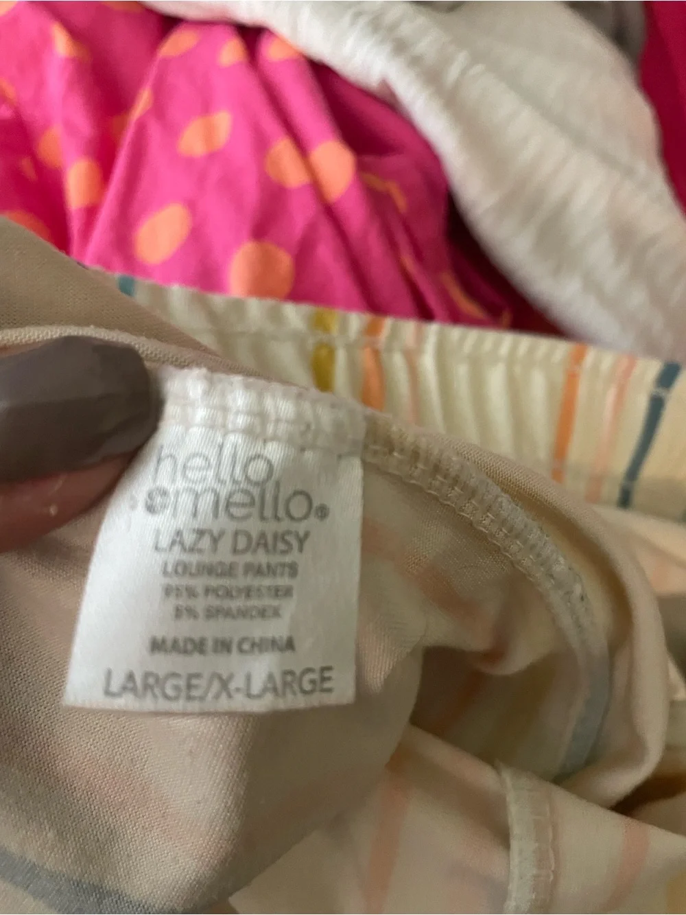 New Strello Lazy Daisy Striped Lounge Pants L/XL Soft Pajama Pants